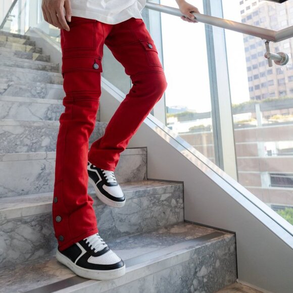AKINGS Kyle Snap Cargo Pants (Red - Size 36) - Picture 6 of 7